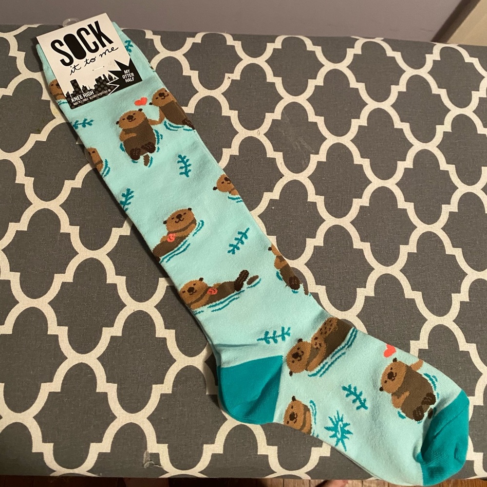 Blue Otter Knee High Socks - Sock It To Me -1 Size